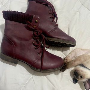 JustFab Maroon Boots US Size 11